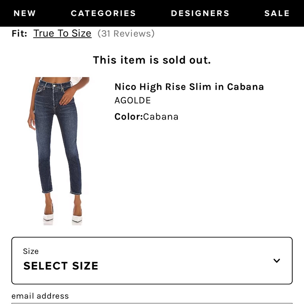 Agolde Nico high rise slim in cabana